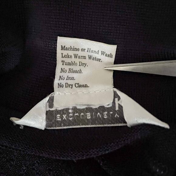 Womens Misook Chevron Eyelet Open Front Cardigan Navy Blue Stripe Acrylic Size L - Picture 5 of 7